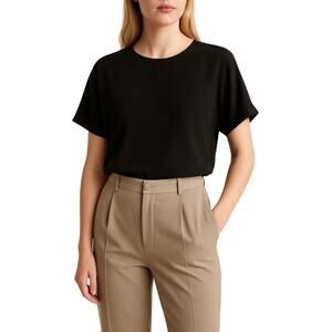 L. Bates Collection Black Acetate Rayon Blouse – Size Large (Made in USA)